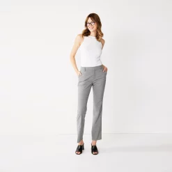 Women's Nine West Magic Waist Barely Bootcut Pants 18 Women's Nine West Magic Waist Barely Bootcut Pants -Clothing Sales Store 5033819 Gray Slub Check
