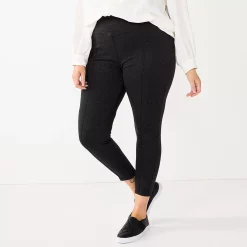 Plus Size Nine West Seamed Tummy-Control Ponte Leggings 23 Plus Size Nine West Seamed Tummy-Control Ponte Leggings -Clothing Sales Store 5035946 Charcoal Herringbone