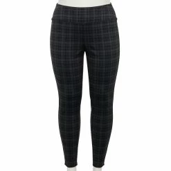 Plus Size Nine West Seamed Tummy-Control Ponte Leggings 22 Plus Size Nine West Seamed Tummy-Control Ponte Leggings -Clothing Sales Store 5035946 Gray Plaid
