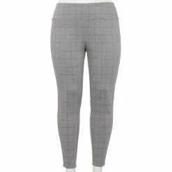 Plus Size Nine West Seamed Tummy-Control Ponte Leggings 15 Plus Size Nine West Seamed Tummy-Control Ponte Leggings -Clothing Sales Store 5035946 Gray Windowpane