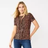 Petite Nine West Essential Crewneck Tee -Clothing Sales Store 5086783 Black And Brown Dots