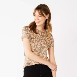 Petite Nine West Essential Crewneck Tee -Clothing Sales Store 5086783 Cheetah