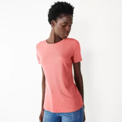 Petite Nine West Essential Crewneck Tee -Clothing Sales Store 5086783 Cruz Coral Rib