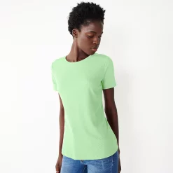 Petite Nine West Essential Crewneck Tee -Clothing Sales Store 5086783 Glowlight Green Rib