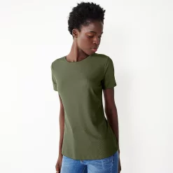 Petite Nine West Essential Crewneck Tee -Clothing Sales Store 5086783 Infantry Olive Rib