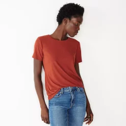Petite Nine West Essential Crewneck Tee -Clothing Sales Store 5086783 Marsala Rib