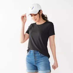 Petite Nine West Essential Crewneck Tee -Clothing Sales Store 5086783 Mineral Black