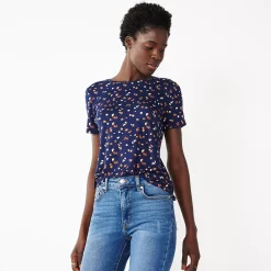 Petite Nine West Essential Crewneck Tee -Clothing Sales Store 5086783 Navy Dot