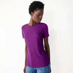Petite Nine West Essential Crewneck Tee -Clothing Sales Store 5086783 Pansy Plum Rib