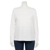 Plus Size Nine West Long Sleeve Crewneck Top -Clothing Sales Store 5087530 White Knight