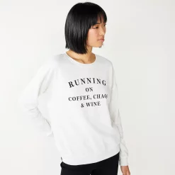 Women's Nine West Graphic Sweatshirt -Clothing Sales Store 5103936 Coffee Chaos