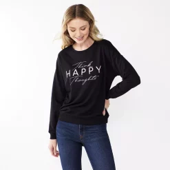 Women's Nine West Graphic Sweatshirt -Clothing Sales Store 5103936 Happy Thoughts