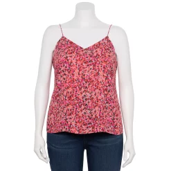 Plus Size Nine West V-Neck Camisole -Clothing Sales Store 5114982 Pink Floral