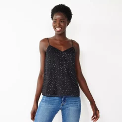 Petite Nine West V-Neck Layering Camisole -Clothing Sales Store 5120912 Flock Foil Dots