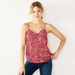 Petite Nine West V-Neck Layering Camisole -Clothing Sales Store 5120912 Pink Floral