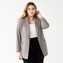 Plus Size Nine West Relaxed Knit Blazer -Clothing Sales Store 5128594 Plaid
