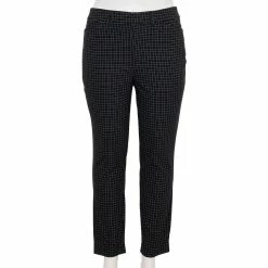 Plus Size Nine West Slim-Cut Ankle Pants -Clothing Sales Store 5176293 Black White Grid