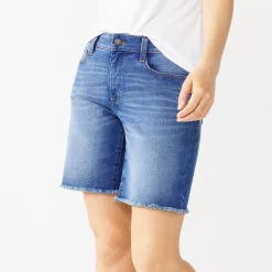 Women's Nine West Slimming Pocket High-Waisted Bermuda Shorts -Clothing Sales Store 5204233 Medium Wash