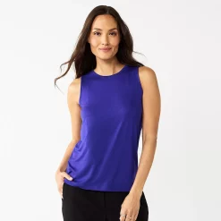 Nine West Essential Easy High-Neck Tank -Clothing Sales Store 5214280 Blue