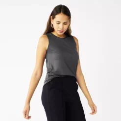 Nine West Essential Easy High-Neck Tank -Clothing Sales Store 5214280 Coal Heather