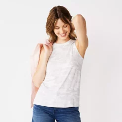 Nine West Essential Easy High-Neck Tank -Clothing Sales Store 5214280 Gray Camo