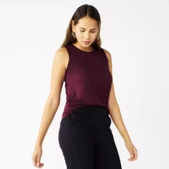 Nine West Essential Easy High-Neck Tank -Clothing Sales Store 5214280 Maddie Plum