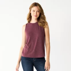 Nine West Essential Easy High-Neck Tank -Clothing Sales Store 5214280 Maddie Plum Single Dye