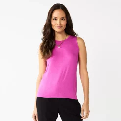 Nine West Essential Easy High-Neck Tank -Clothing Sales Store 5214280 Magenta Daisy