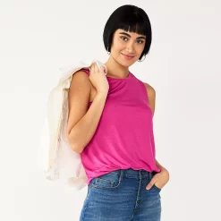 Nine West Essential Easy High-Neck Tank -Clothing Sales Store 5214280 Raspberry Soda