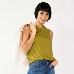 Nine West Essential Easy High-Neck Tank -Clothing Sales Store 5214280 Sergio Olive
