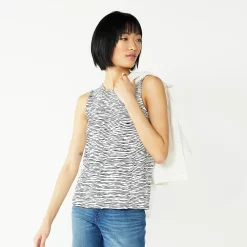 Nine West Essential Easy High-Neck Tank -Clothing Sales Store 5214280 White Horizon Stripe