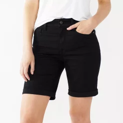 Petite Nine West Slimming Bermuda Jean Shorts -Clothing Sales Store 5215184 Mineral Black