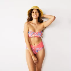 Women's Nine West Reversible Twist-Front Bandeau Bikini Top