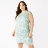 Plus Size Nine West French Terry Sleeveless Tulip Hem Dress -Clothing Sales Store 5223861 Green Paint Dabs
