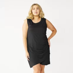 Plus Size Nine West French Terry Sleeveless Tulip Hem Dress 10 Plus Size Nine West French Terry Sleeveless Tulip Hem Dress -Clothing Sales Store 5223861 Mineral Black