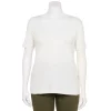 Plus Size Nine West Essential Soft Spun Short Sleeve V-Neck Top -Clothing Sales Store 5233799 White Knight