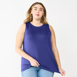 Plus Size Nine West Essential Easy High-Neck Tank -Clothing Sales Store 5234070 Clara Purple