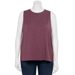 Plus Size Nine West Essential Easy High-Neck Tank -Clothing Sales Store 5234070 Maddie Plum Single Dye