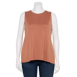 Plus Size Nine West Essential Easy High-Neck Tank -Clothing Sales Store 5234070 Mocha Frosting