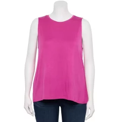 Plus Size Nine West Essential Easy High-Neck Tank -Clothing Sales Store 5234070 Raspberry Soda