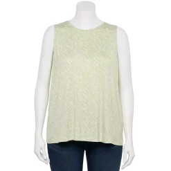 Plus Size Nine West Essential Easy High-Neck Tank -Clothing Sales Store 5234070 Sage Wood Diagonal