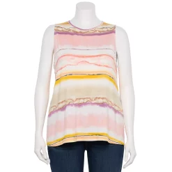 Plus Size Nine West Essential Easy High-Neck Tank -Clothing Sales Store 5234070 Sunset Stripe