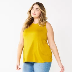 Plus Size Nine West Essential Easy High-Neck Tank -Clothing Sales Store 5234070 Toasted Olive