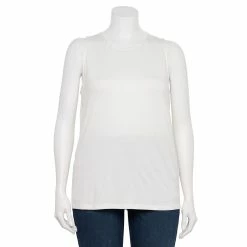 Plus Size Nine West Essential Easy High-Neck Tank -Clothing Sales Store 5234070 White