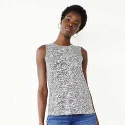 Petite Nine West Essential High Neck Tank -Clothing Sales Store 5234193 Black Mini Hearts