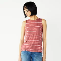 Petite Nine West Essential High Neck Tank -Clothing Sales Store 5234193 Mauve Jewel Stripe