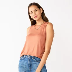 Petite Nine West Essential High Neck Tank -Clothing Sales Store 5234193 Mocha Frosting