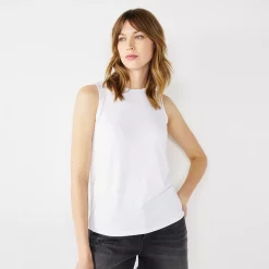 Petite Nine West Essential High Neck Tank -Clothing Sales Store 5234193 White