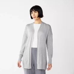 Women's Nine West Essential Lightweight Cardigan -Clothing Sales Store 5234642 Gray Fox Heather