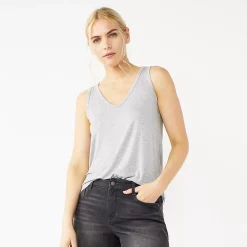 Petite Nine West Essential V-Neck Easy Tank -Clothing Sales Store 5234801 Gray Fox Heather